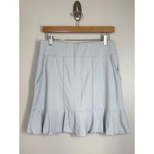 Bloq-UV Tennis Skirt Ruffle‎ Size M LONG 17" Golf Pickleball Light Blue-Gray